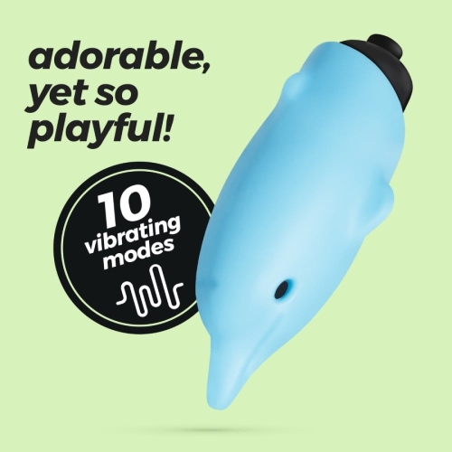 Міні-вібратор для клітора у вигляді дельфіна блакитний Crushios Dolphin з 10 швидкостями - 5