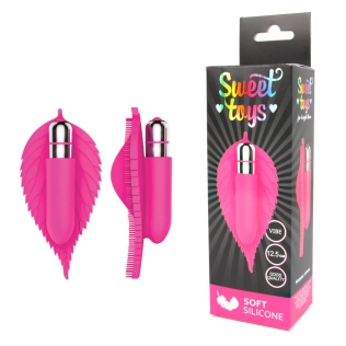 Вібратор силіконовий для клітора з відростками SWEET TOYS Рожевий L 12,5 см ширина 6 см зі знімною вібропулею