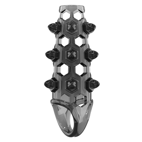 Стимулирующая насадка на член с пупырышками черная Meleon - Stinger Locking Sleeve - 5