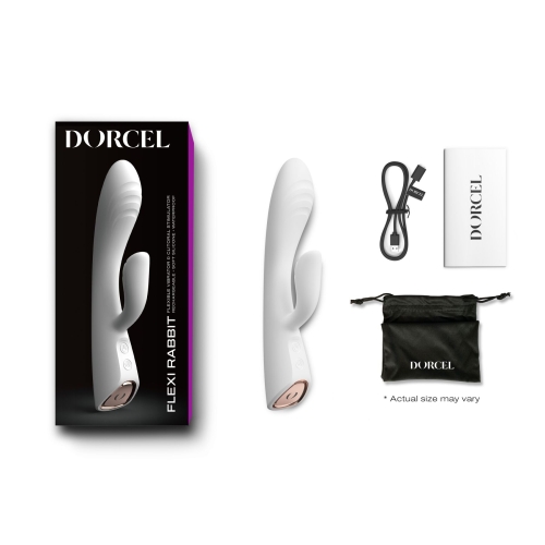 Вибратор с отростком для клитора белого цвета Dorcel FLEXI RABBIT - 7