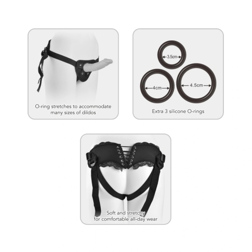 Трусики для страпону чорні Vscnovelty Versatile Heart Strap-On Harness - 2