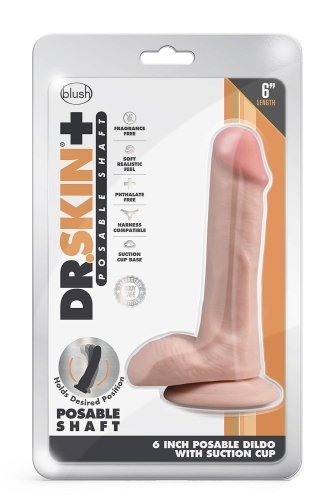 Фаллоимитатор реалистичный с яичками присоске телесный Blush Dr Skin Plus Posable - 5