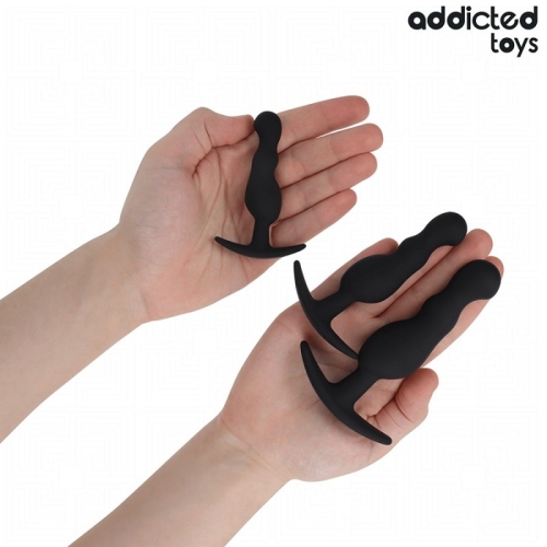 Набор анальных пробок силиконовых черных Addicted Toys Set Of 3 Anal Plug Silicone модель 1 3 штуки - 3