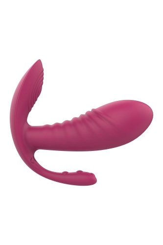 Вибратор рельефный с тройной стимуляцией и пультом управления красный Dream Toys Essentials - 4