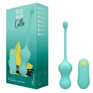 Вагинальные виброшарики с пультом управления бирюзовые Romp Cello Multifunction Vibrating Egg 
