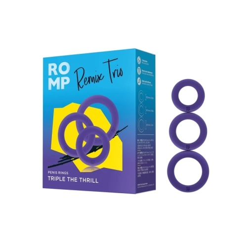 Набір ерекційних кілець силіконові фіолетові Romp Remix Trio 3 штуки - 1