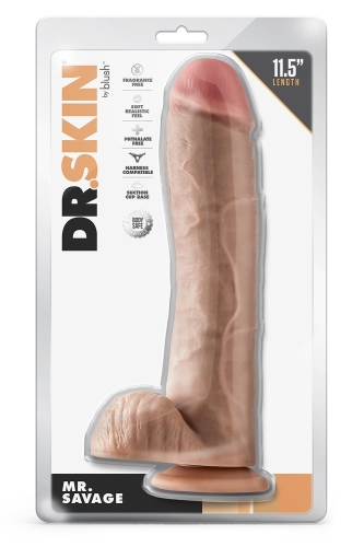 Фалоімітатор гігант реаліст на присосці бежевий Blush Dr. Skin Mr. Savage - 5