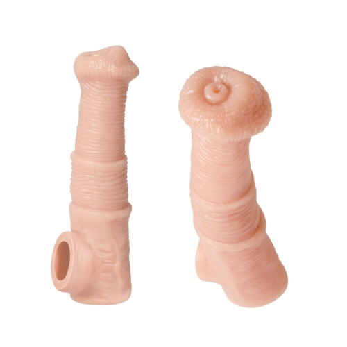 Насадка на член реалістична із кільцем для мошонки тілесна Kokos Cock Sleeve модель CS 011 розмір M - 2
