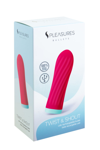 Вибропуля с ребристой поверхностью для клитора ярко-розовая S Pleasures Bullets Twist &amp;amp; Shout Cerise - 3