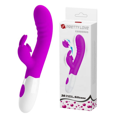 Вибратор-кролик с отростком для клитора розовый Pretty Love CERBERUS RABBIT VIBRATOR - 1