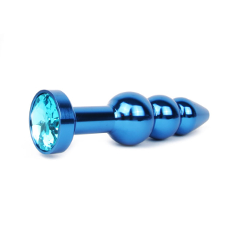 Анальна пробка синя з блакитним кристалом Anal Jewelry Plugs L 113 мм D 22x25x29 мм Вага 100г