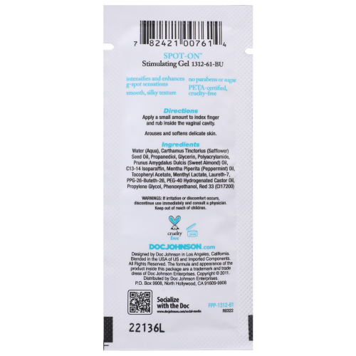 Стимулирующий гель для точки G Мультиоргазм Doc Johnson Spot On G-Spot Stimulating Gel For Women (7 гр) - 2