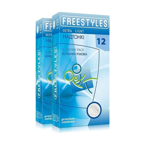Презервативы увлаженные сверхтонкие FREESTYLES ULTRA LIGHT 12 штук Фристайлс - 1