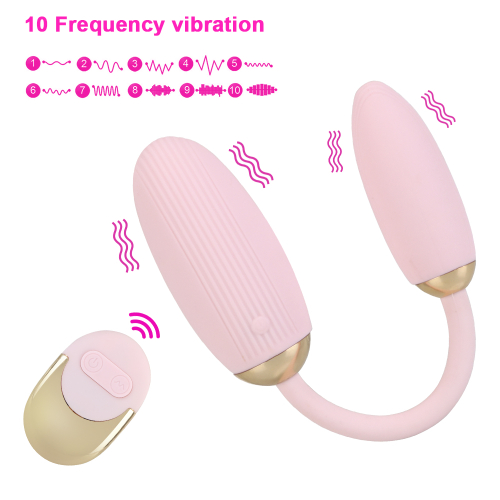 Вагинально-анальное виброяйца с пультом ДУ пудрового цвета Sex toys - 2