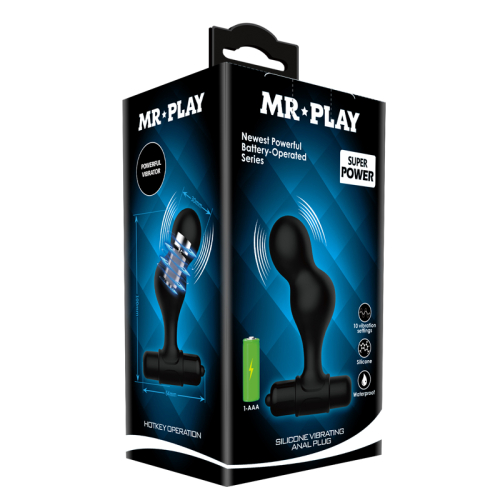 Анальная вибропробка черного цвета Lybaile MR PLAY - 8