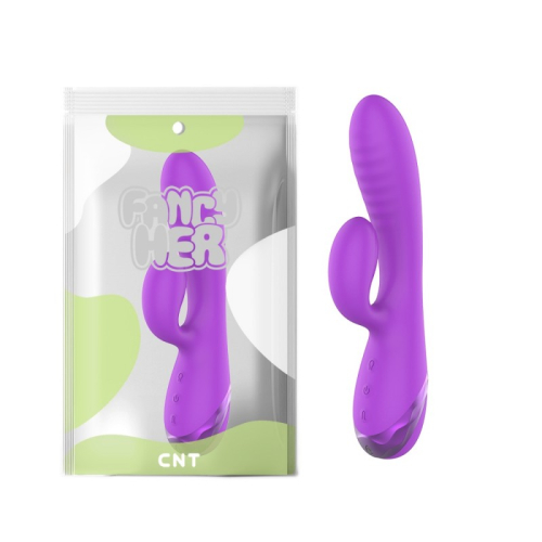 Вагинальный вибратор с отростком для клитора фиолетовый Cnt Naughty Hon Inflatable Vibrator - 1