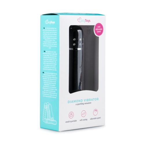 Вибратор вагинальный рельефный черного цвета со стразами EasyToys Love Diamond - 4