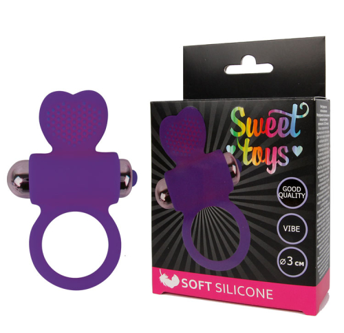 Кольцо эрекционное со съемной вибропулей и стимуляцией клитора SWEET TOYS D 3 см фиолетовое - 1