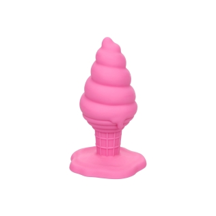 Анальная пробка с присоской в форме мороженого розовая CalExotics Yum Bum Ice Cream Cone