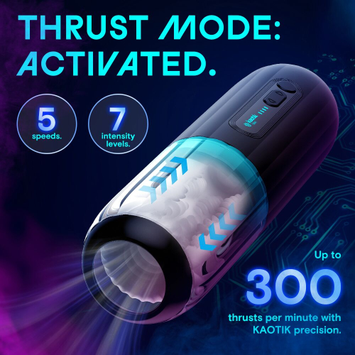 Автоматический смарт-мастурбатор с имитацией фрикций черный Kaotik Labs The Shockwave режим edging - 12