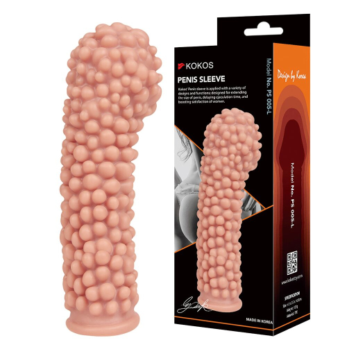Насадка на член із пухирцями тілесного кольору Kokos Penis Sleeve PS 005 розмір L - 1