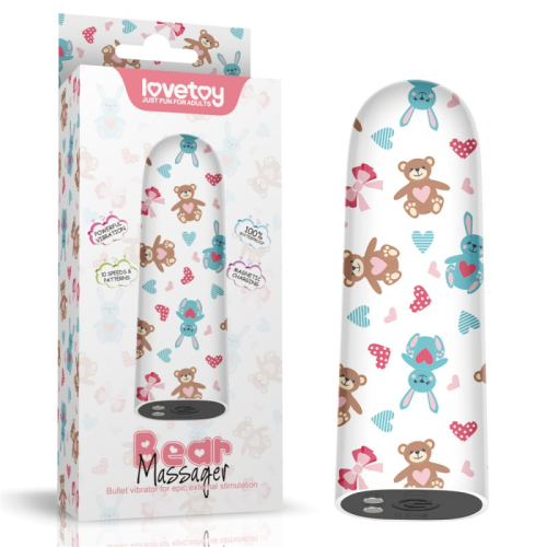 Компактний вібратор для клітора із принтом Lovetoy Rechargeable Bear Massager - 1