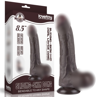 Реалістичний фалоімітатор на присосці Sliding Skin Dual Layer Dong 8.5 коричневий