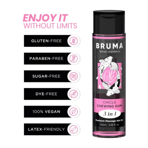 Масажне масло Лубрикант з ароматом жуйки Bruma Premium Massage Hot Oil Chewing Gum 3 в 1 - 2