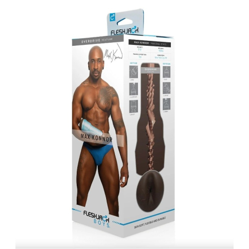 Мастурбатор в колбе анус из киберкожи порноактрера Max Konnor черного цвета Fleshlight - 9