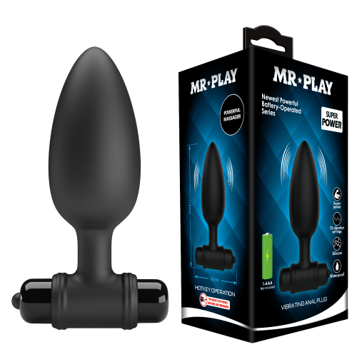Анальная вибропробка черная LYBAILE Mr. Play Super Power Vibrating Anal Plug - 1