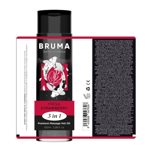 Масажна олія Лубрикант із ароматом полуниці Bruma Premium Massage Hot Oil Strawberry 3 в 1 100мл - 3