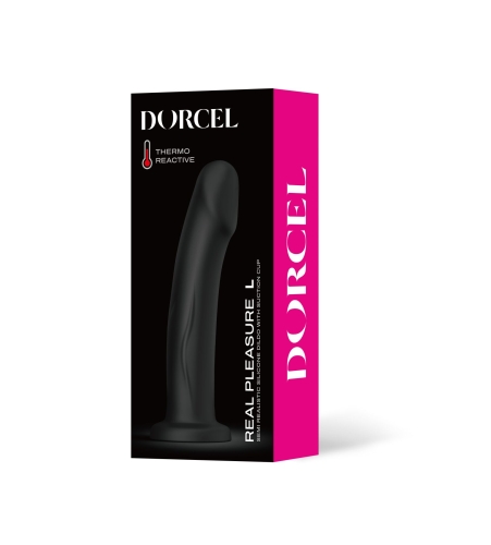 Насадка для страпону на присосці термоактивна силіконова чорного кольору Dorcel Real Pleasure розмір L - 6