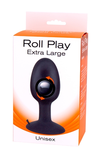 Анальна пробка з внутрішнім кулькою чорна ROLL PLAY EXTRA LARGE - 5