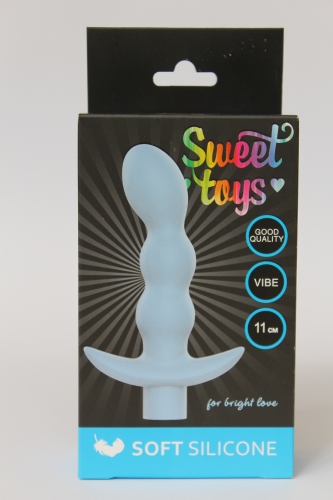 Вібратор силіконовий вагінальний для точки G SWEET TOYS блакитний L 11 см d 2, 9x3, 1 см - 4