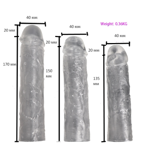 Набір насадок на силіконових член прозорого кольору Xise Textured Penis Sleeves 3 штуки