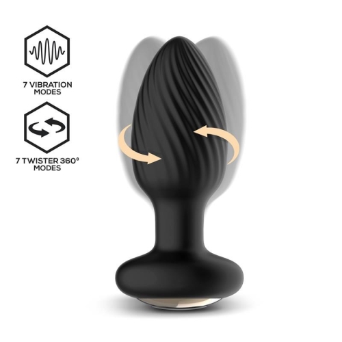 Анальная вибропробка с вращением и пультом управления черная Intoyou Drago Butt Plug Vibration 360 - 2