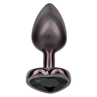 Анальна пробка з камінчиком у формі серця чорна CalExotics Diamond Heart Plug