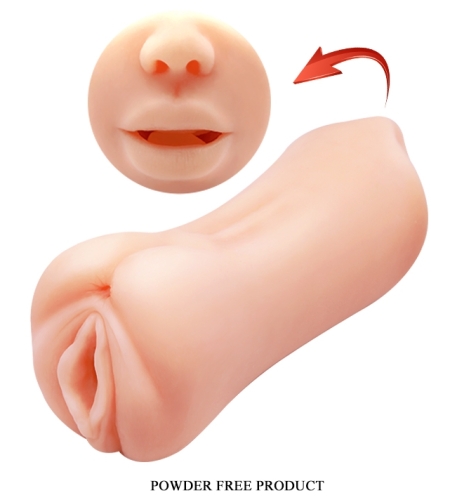 Мастурбатор 2 в 1 вагина та рот тілесного кольору LYBAILE CRAZY BULL Gemini Realistic Oral Sex Sensations - 2
