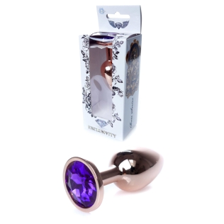 Анальная пробка золотистого цвета с фиолетовым камушком Boss series Boss of toys Jewellery размер S 