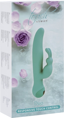 Вібратор водонепроникний силіконовий з сенсорним управлінням Touch by SWAN-Duo Teal і ротацією - 8
