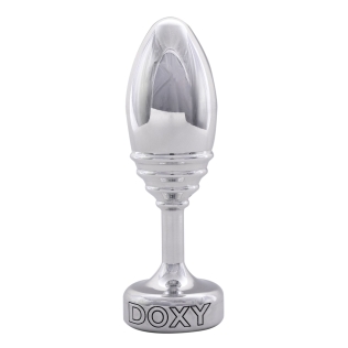 Анальная пробка ребристая металлическая серебристого цвета Doxy