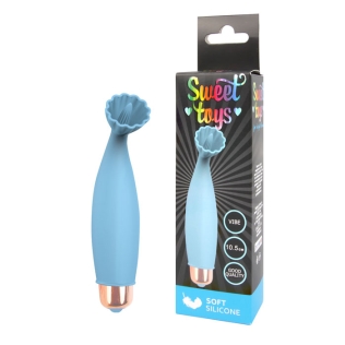 Вібратор силіконовий для клітора з ніжними відростками SWEET TOYS блакитний L 10,5 см d 2, 5x2, 9 см зі знімною вібропулею