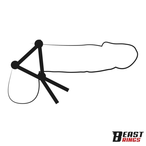 Эрекционная петля на член с тремя застежками силиконовая черная Intoyou Triple Lasso Adjustable Silicone Cock Ring - 2