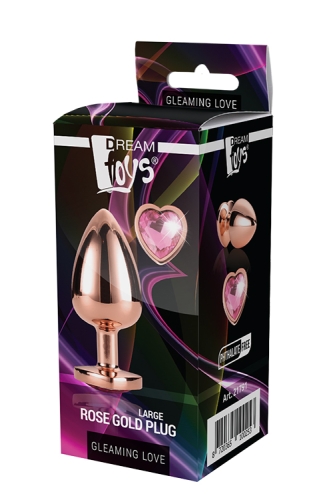 Анальна пробка золотиста з рожевим каменем у вигляді сердечка 9,5 х 4,3 см Dream Toys Gleming Love - 2
