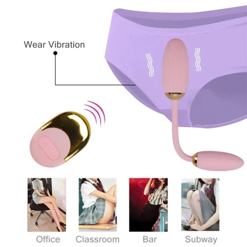 Вагинально-анальное виброяйца с пультом ДУ пудрового цвета Sex toys - 4
