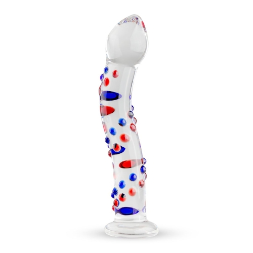 Скляний дилдо з вигинами і малюнком Gildo Glass Dildo No. 3 - 1