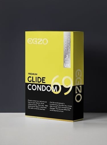 Презервативы в обильной смазке EGZO Glide (упаковка 3 шт) - 1