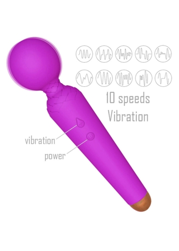 Вибромассажер Ванд в форме микрофона фиолетового цвета Boss series Power Wand - 6