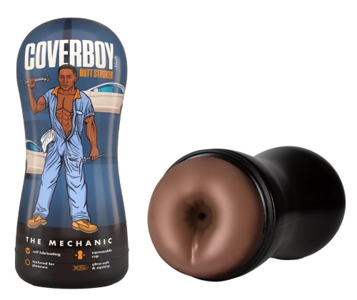 Мастурбатор-анус у колбі коричневий Blush Coverboy The Mechanic - 1
