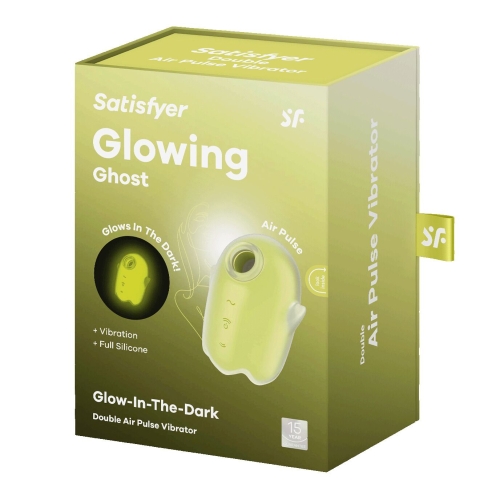 Вакуумний кліторальний стимулятор з вібрацією жовтого кольору Satisfyer Glowing Ghost - 7